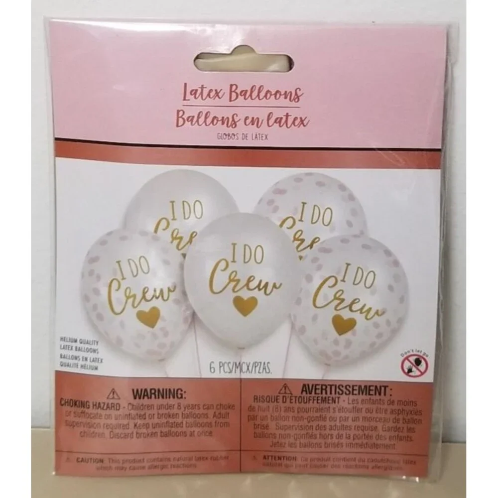 I Do Crew Pink & White Latex Confetti Ballons 12